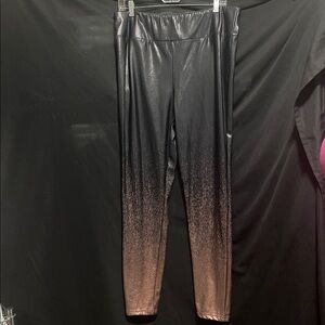 NWOT LuLaRoe luxe Shiny black glitter splatter with copper leggings 2X